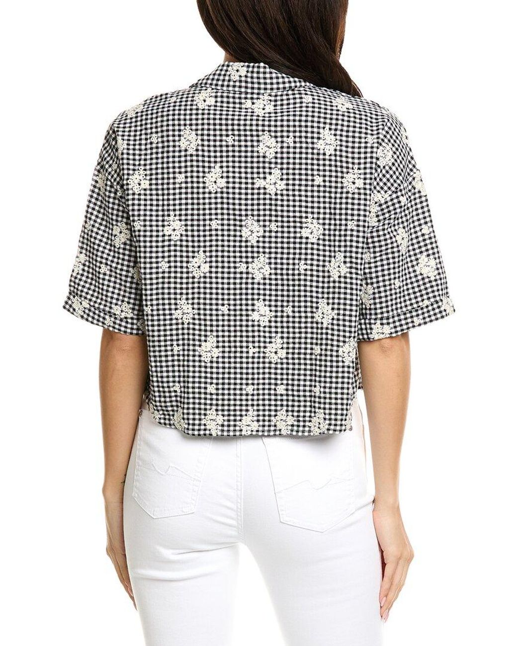Estellina Gray Embroidered Top