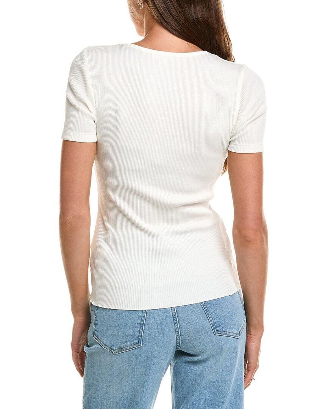 Madewell White Elbow-Sleeve Lace Top
