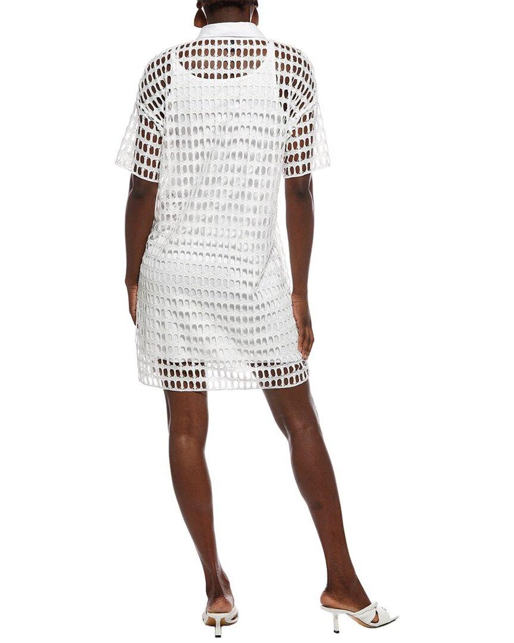 Marc Cain White Woven Eyelet Mini Dress