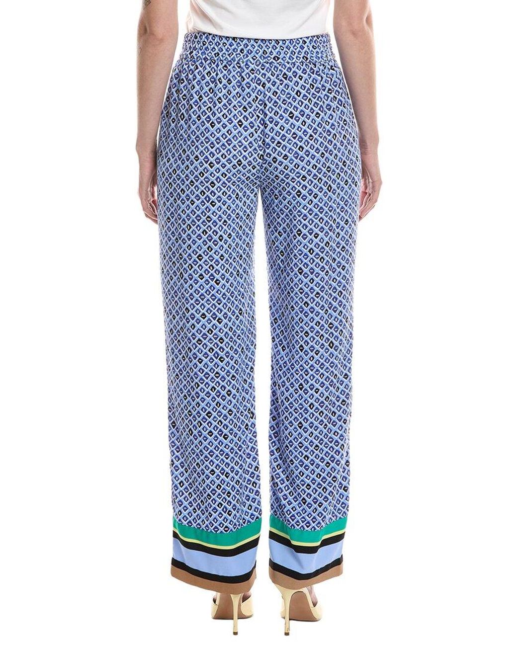 NIC+ZOE Blue Petite Mosaic Trimmed Lenox Wide Leg Pant