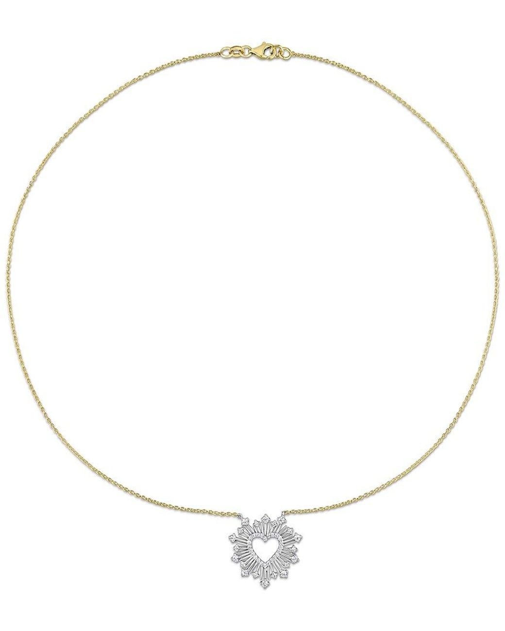 Diamond Select Cuts Natural 14K Two-Tone 0.51 Ct. Tw. Diamond Halo Heart Necklace