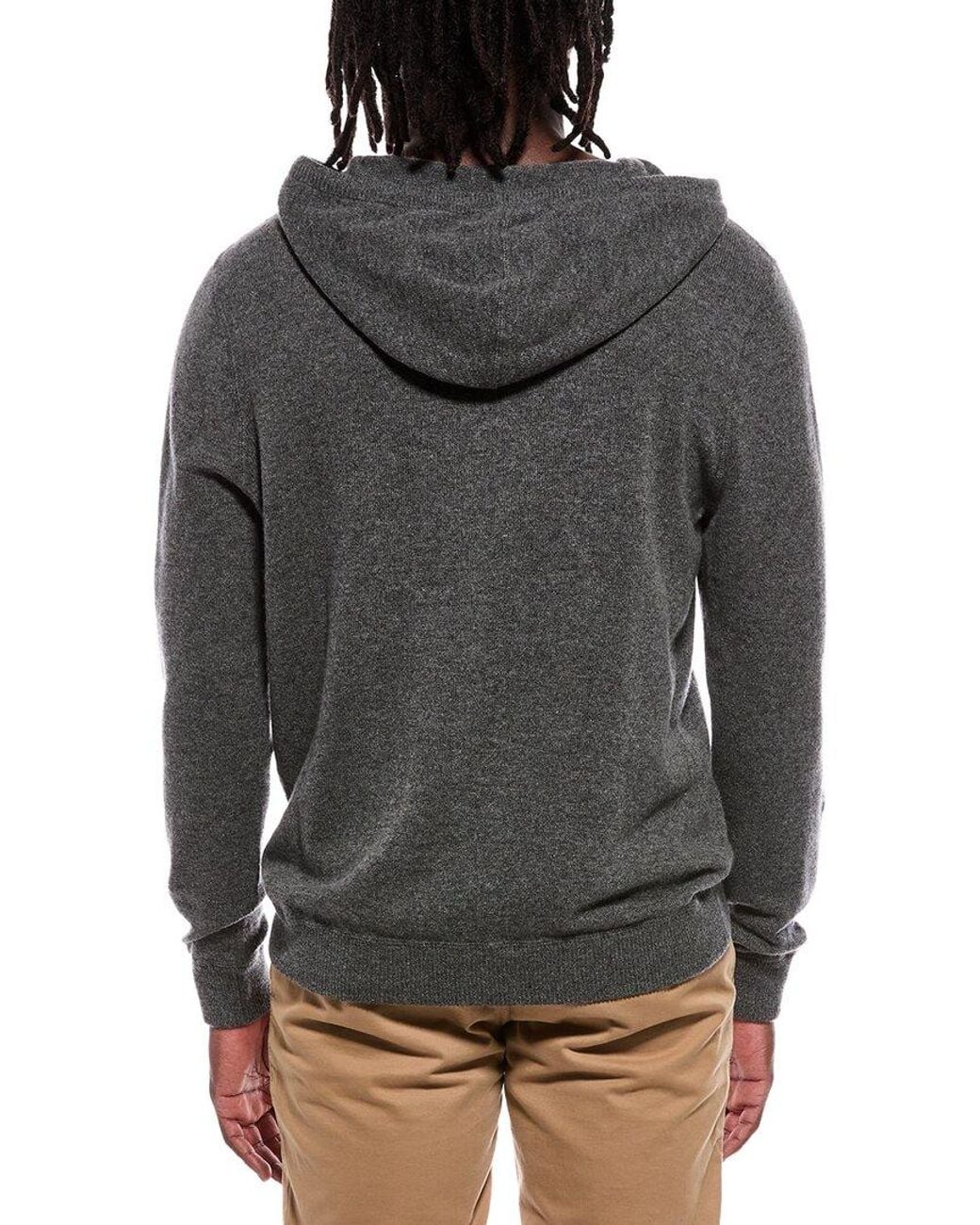 Autumn Cashmere Gray Coverstitch 100% Cashmere Hoodie for men