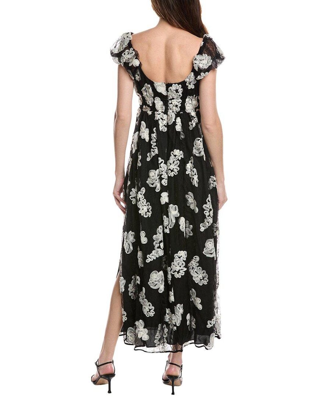 Rebecca Taylor White Ribbon Lace Silk Maxi Dress