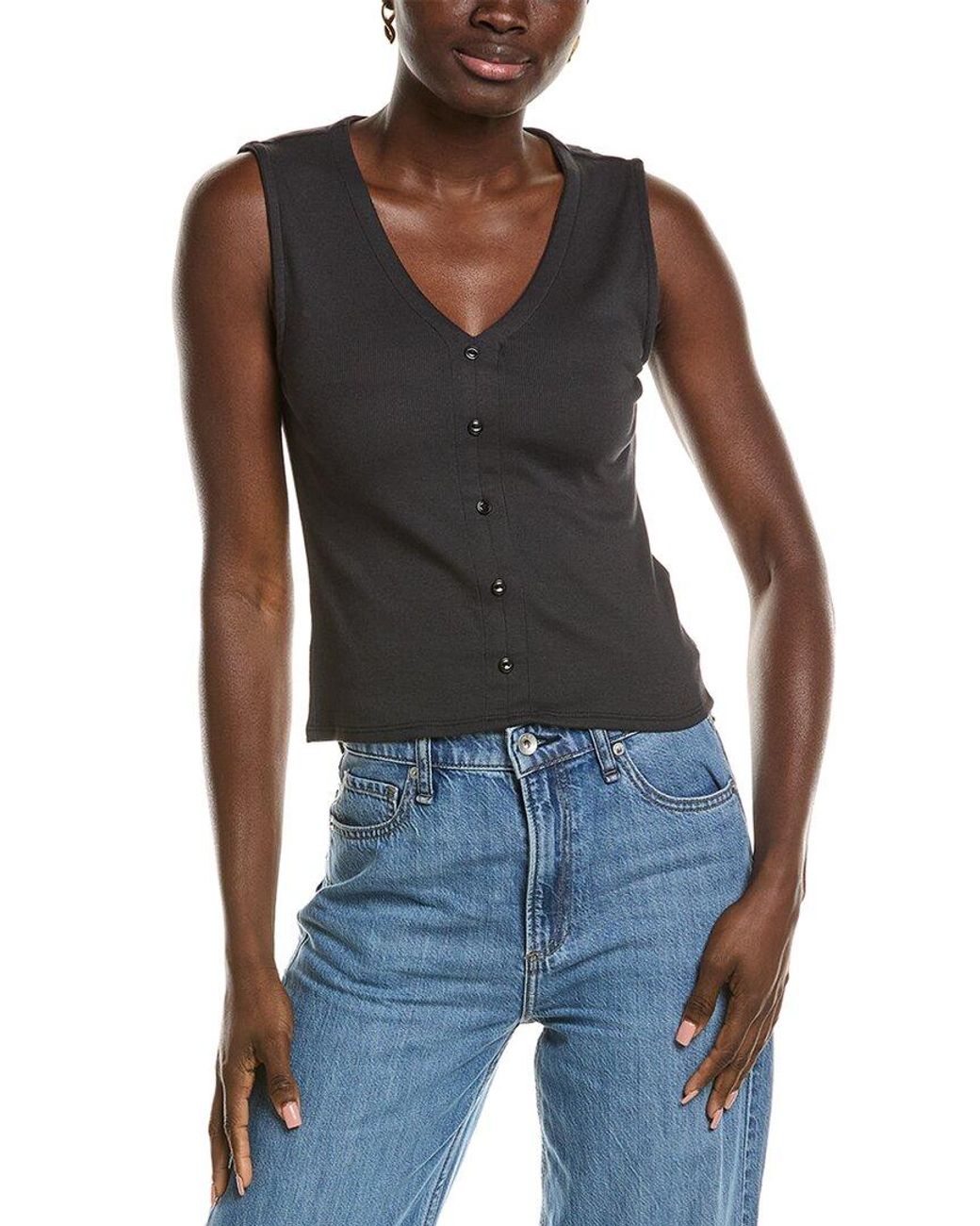 For Rag Given Button Rag & Bone Essie Rib V Button Tank in Blue | Lyst UK