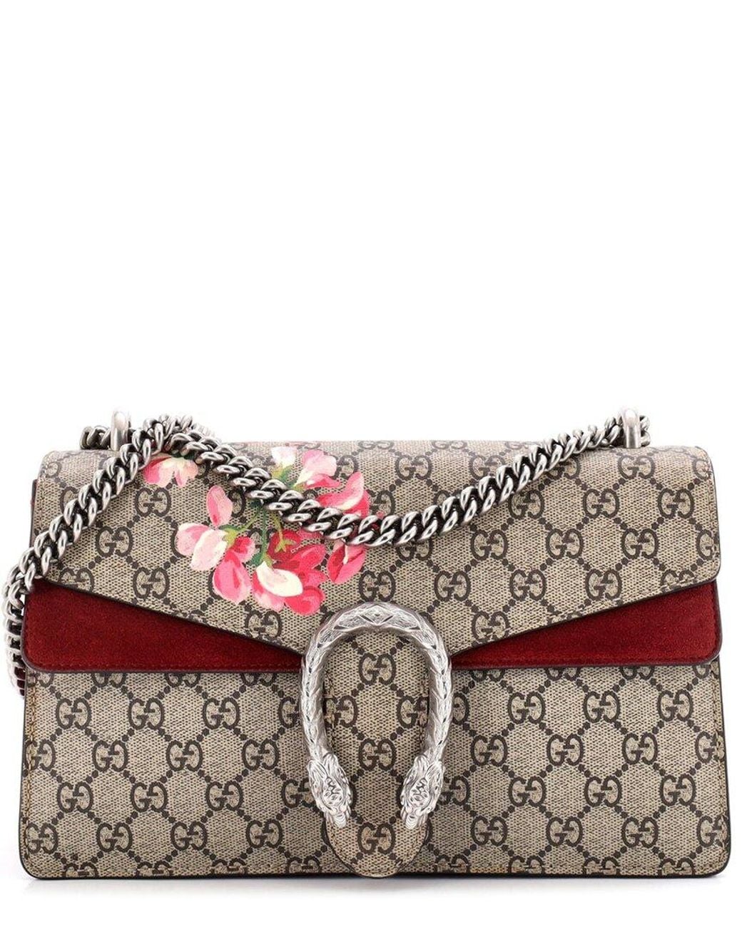 Gucci Red Blooms Print Gg Coated Canvas Dionysus Bag Small (Authentic Pre- Loved)