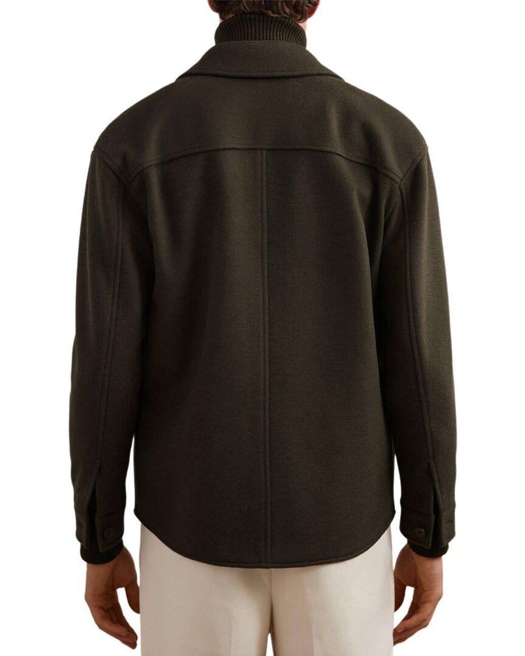 Reiss Black Liam Wool-Blend Casual Shirt for men