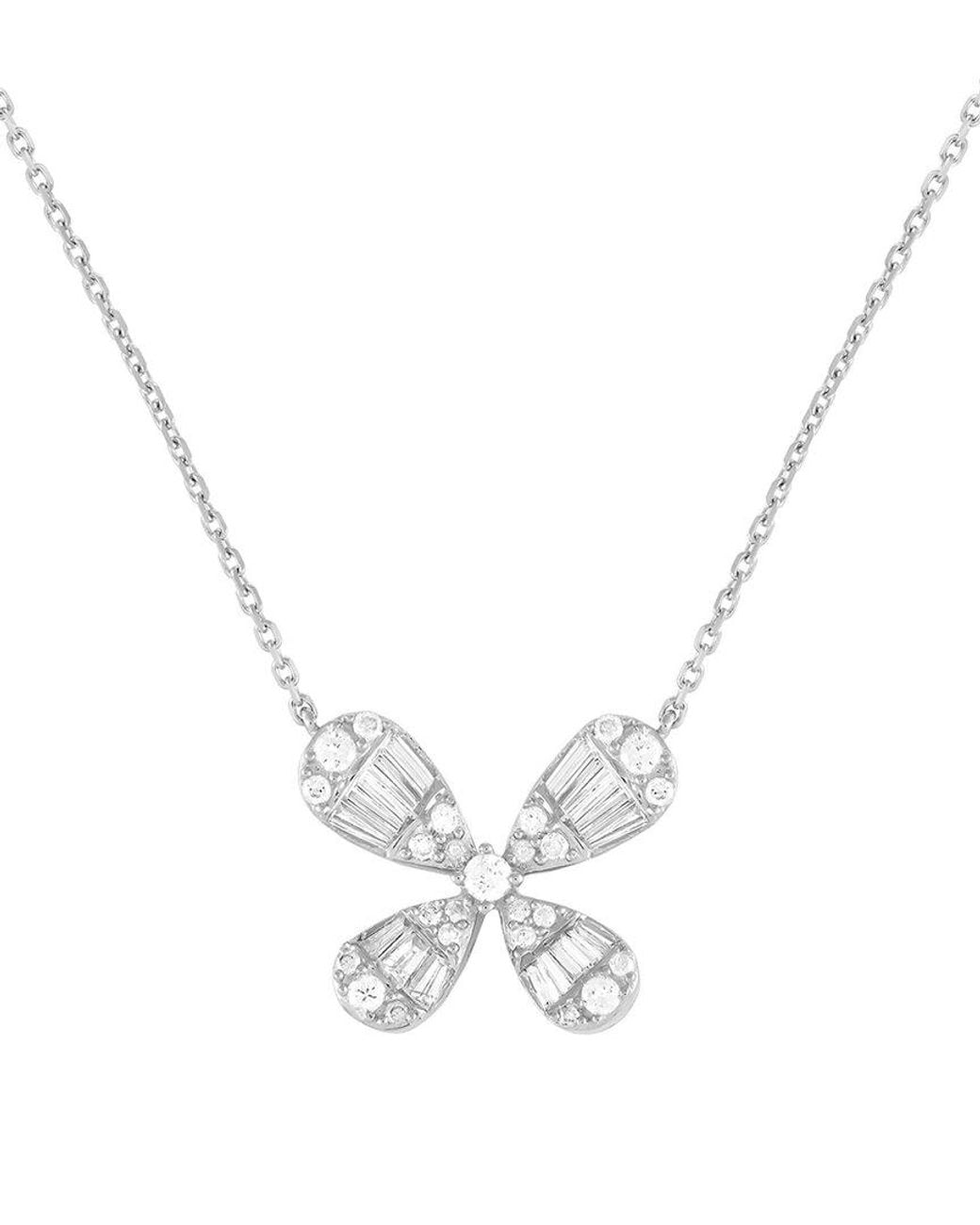 Diamond Select Cuts Metallic 14K 0.75 Ct. Tw. Diamond Flower Necklace