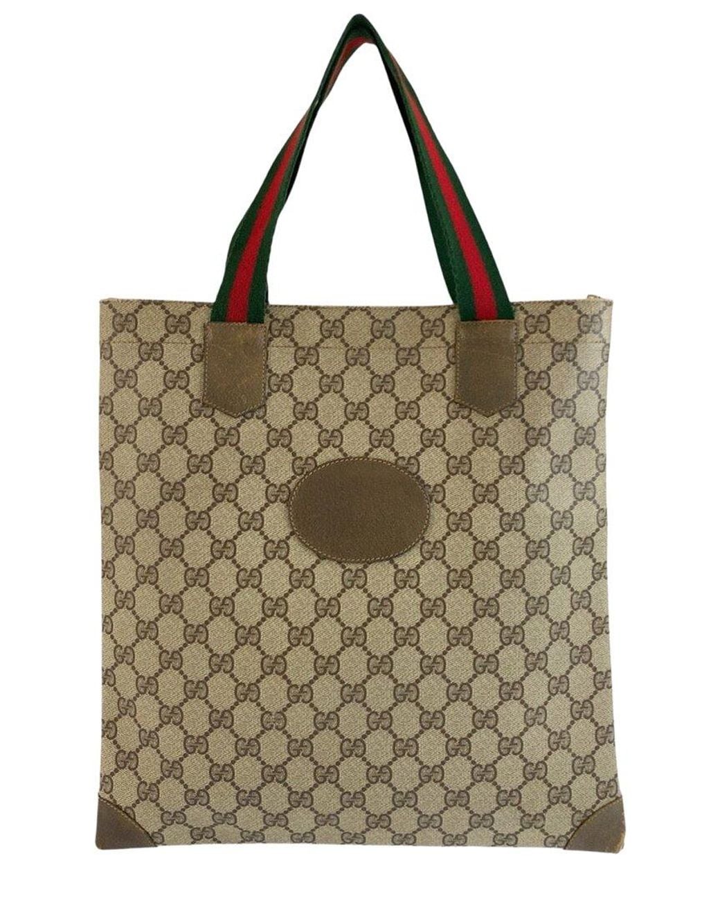 Gucci Brown Gg Supreme Canvas Sherry Line Tote (Authentic Pre-Loved)