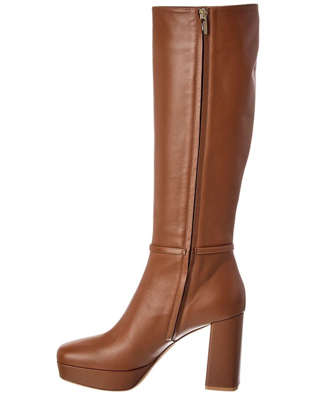 Gianvito Rossi Brown Moreau 70 Leather Platform Knee-High Boot