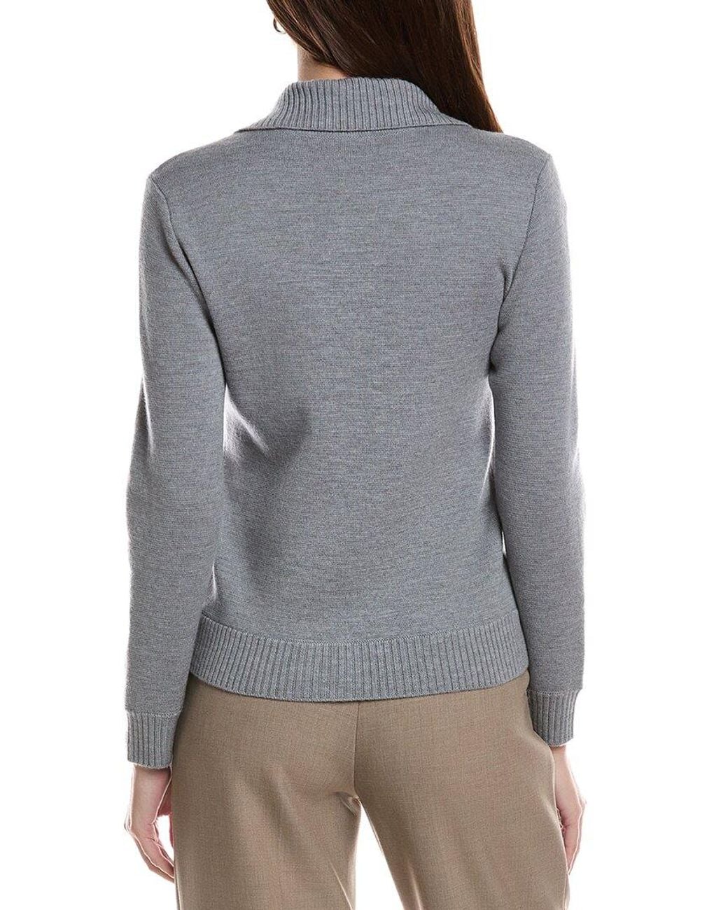 Bruno Magli Gray Merino Wool Epaulet Sweater Jacket