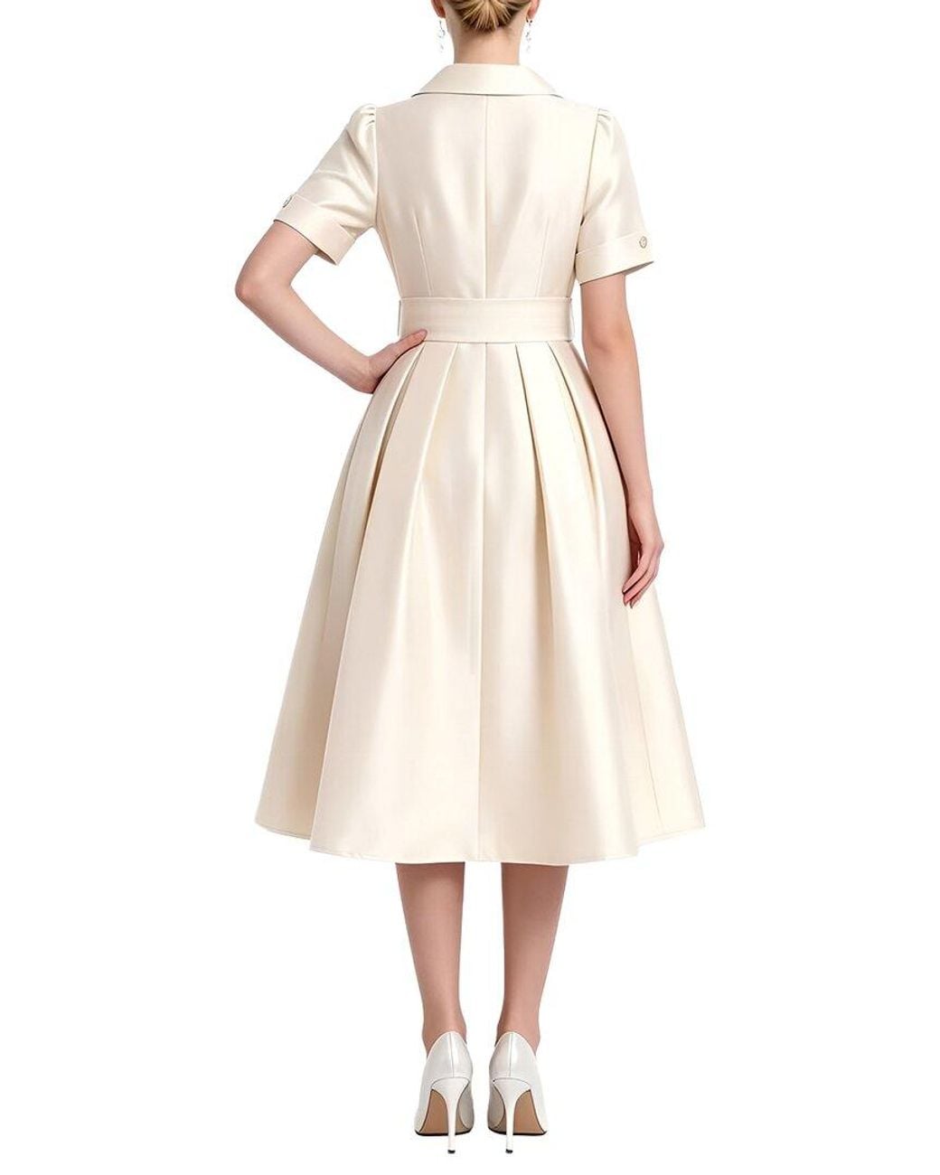Linda Charm Natural Short Sleeve Midi Dress
