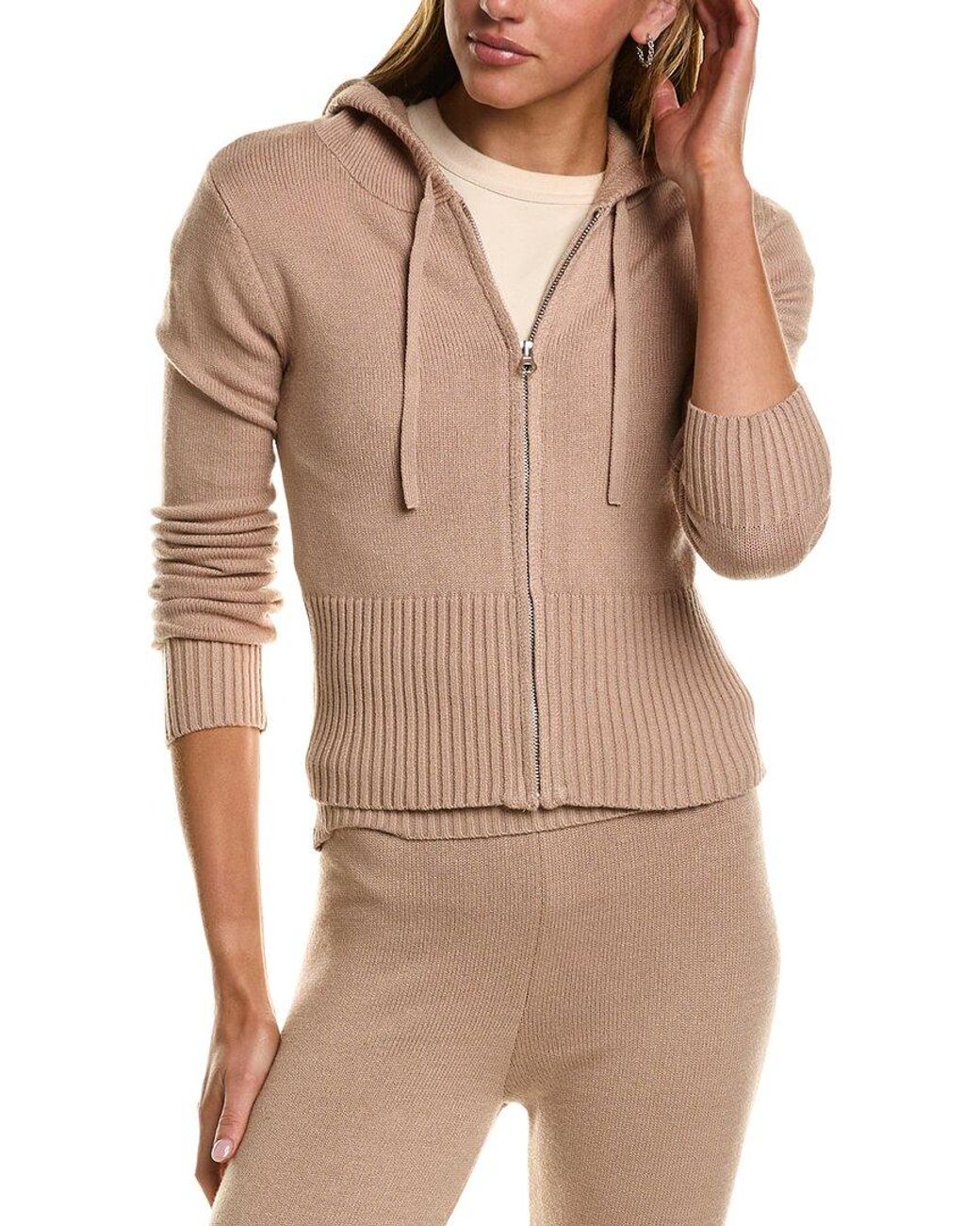 Vintage Havana Slim Fit Knit Zip Up Hoodie in Brown Lyst