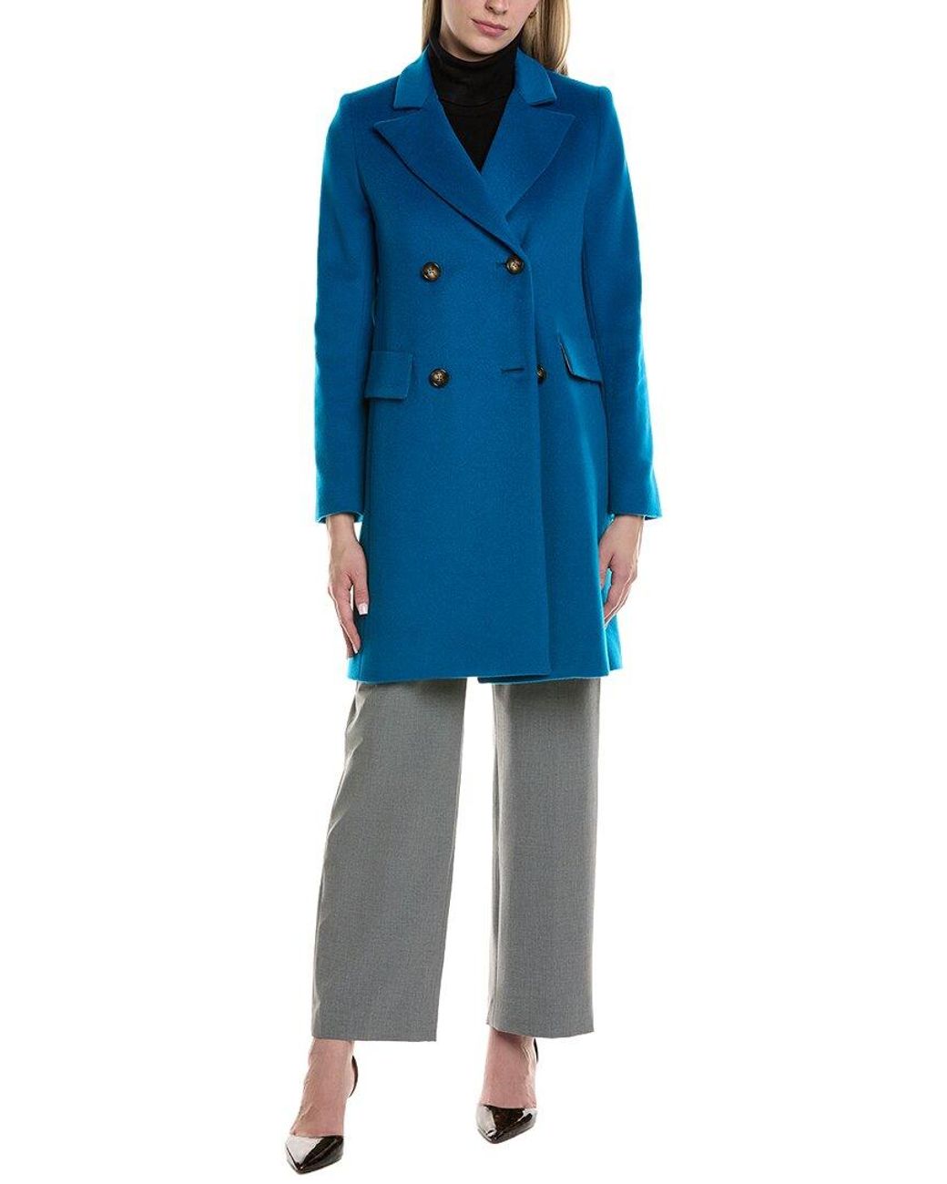 Fleurette Blue Wool-Blend Coat