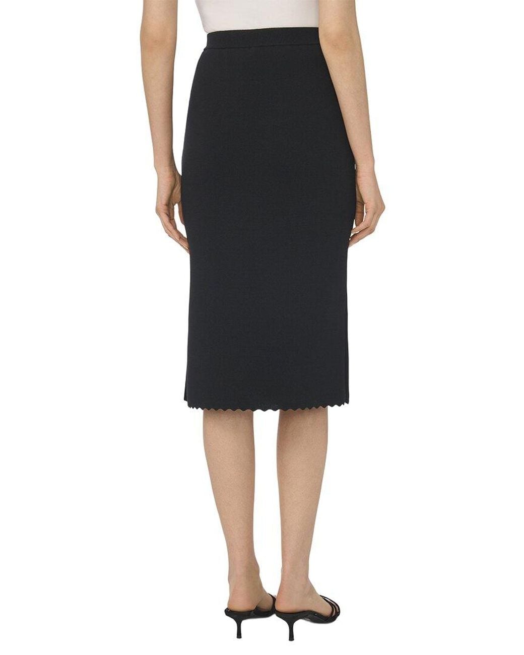 Cece Black Embroidery Midi Skirt