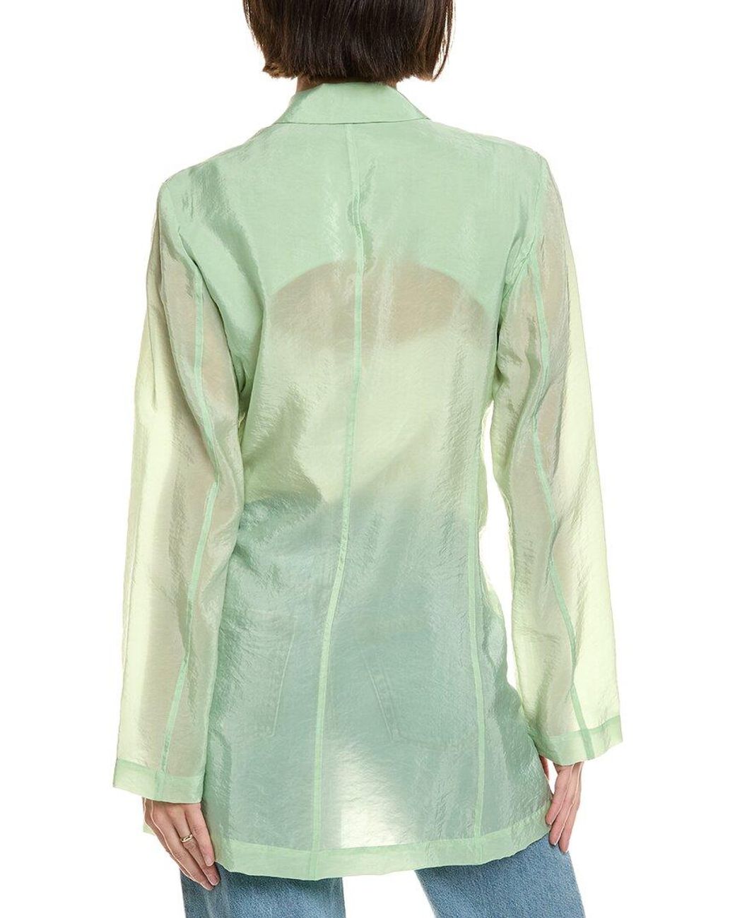 LAPOINTE Green Sheer Silk-Blend Blazer