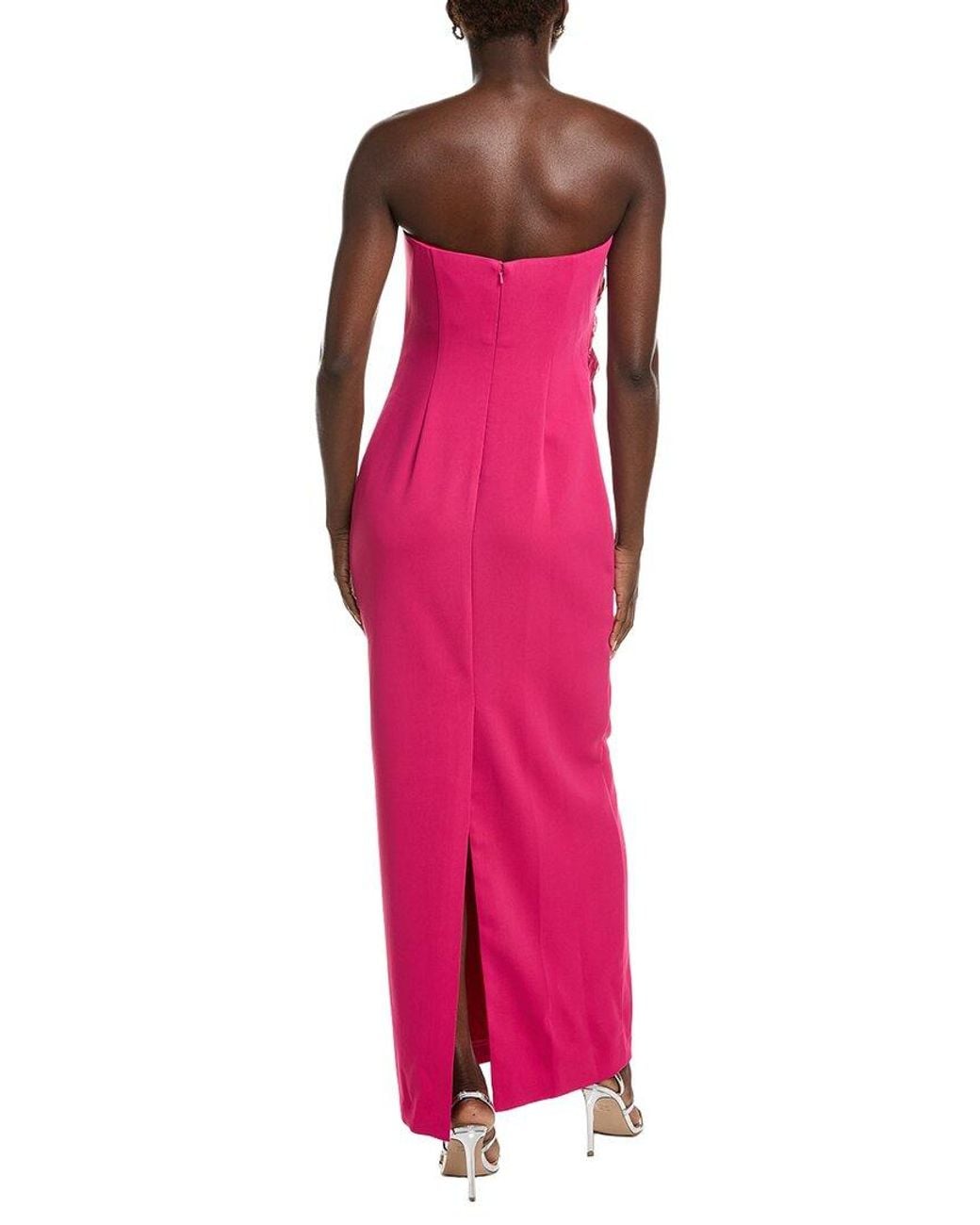 Badgley Mischka Pink Flower Applique Gown