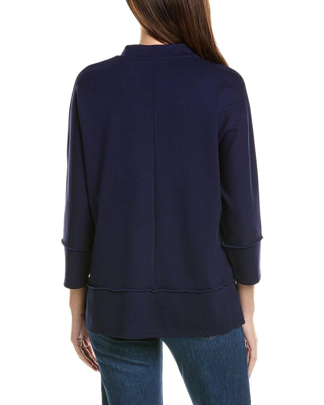 Jones New York Blue Mandarin Collar Dolman Top