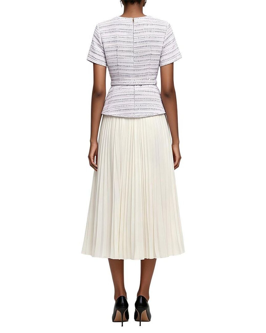 Linda Charm White Short Sleeve Midi Dress