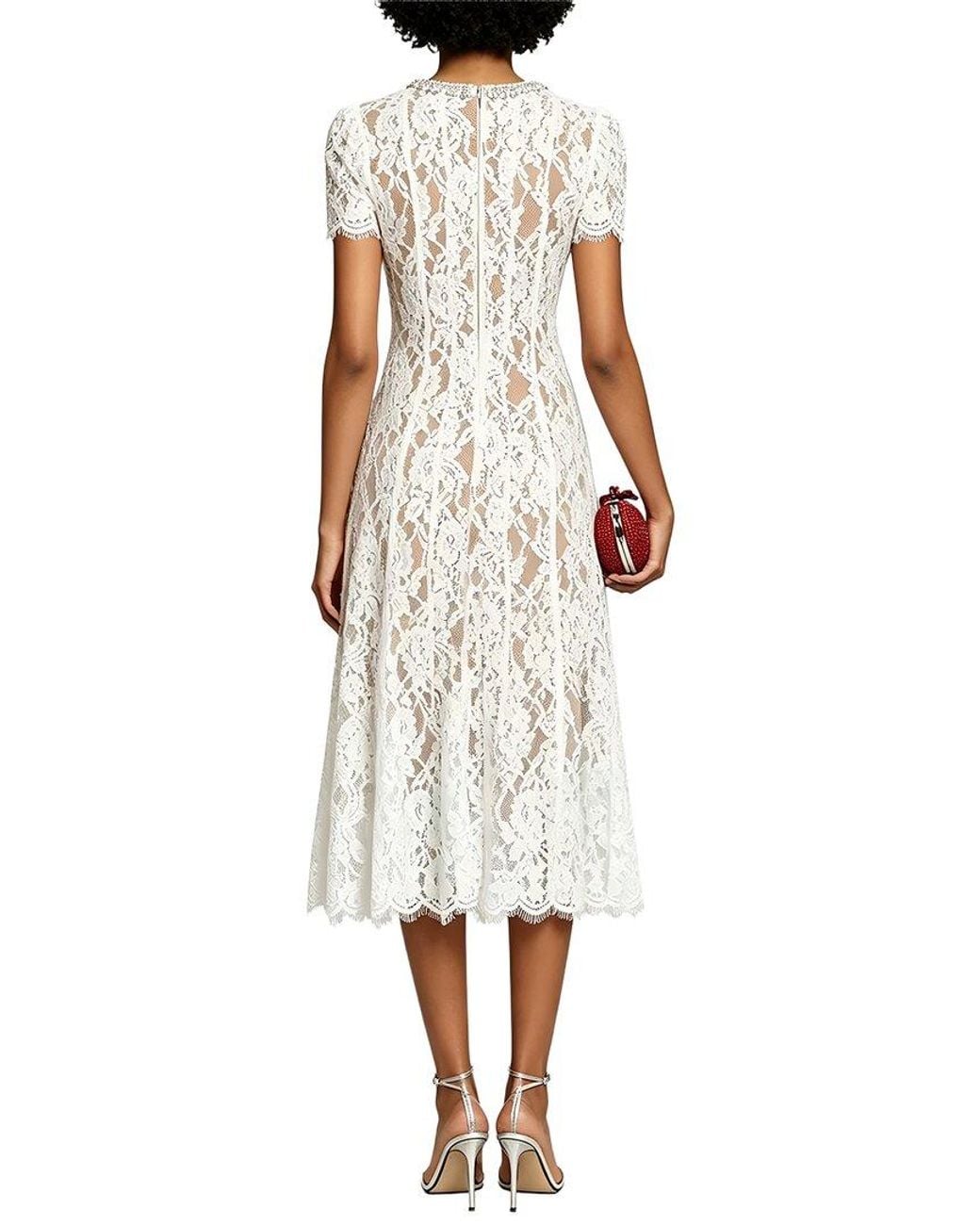 Linda Charm White Short Sleeve Midi Dress
