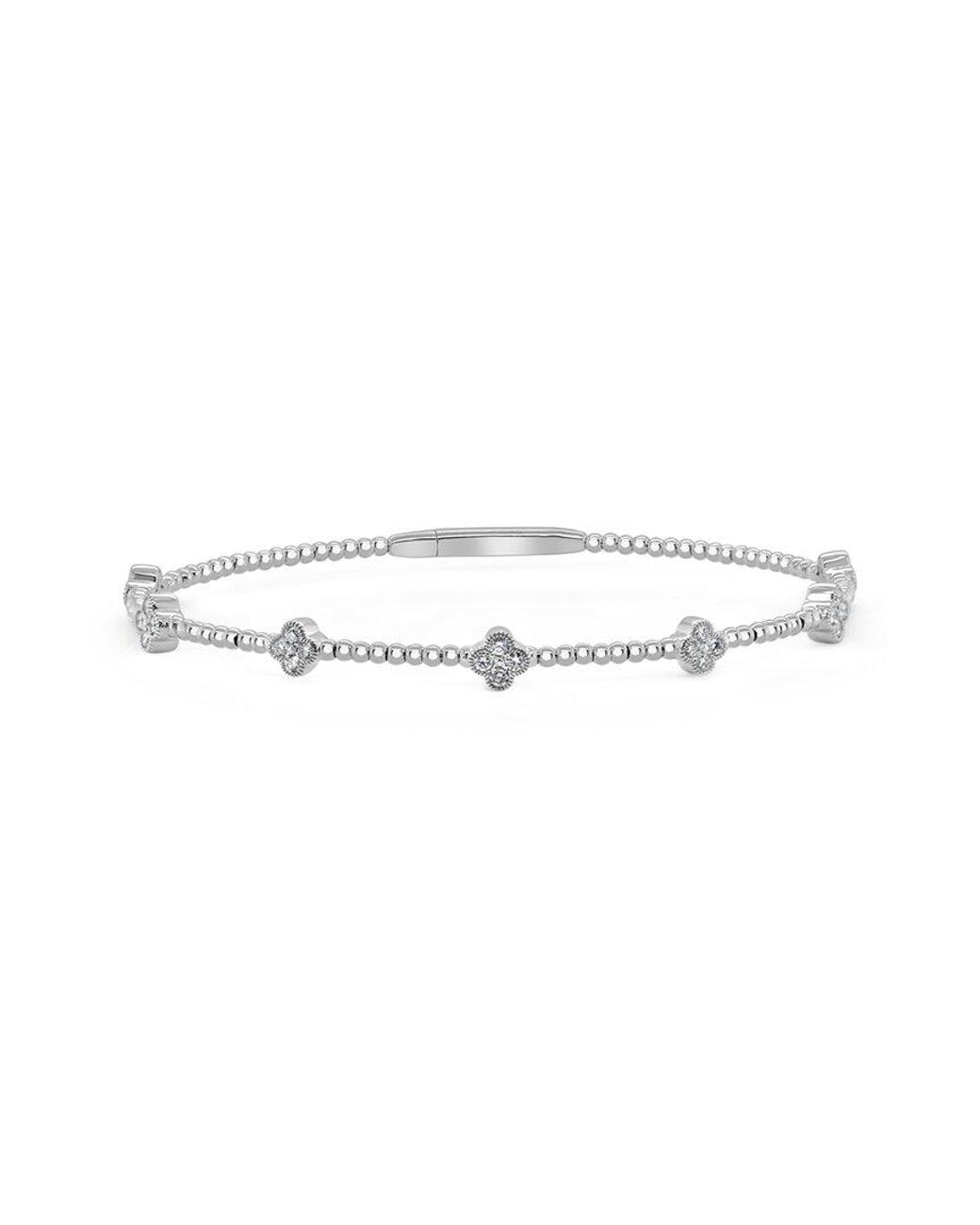 Sabrina Designs White 14k 0.45 Ct. Tw. Diamond Clover Flex Bangle Bracelet