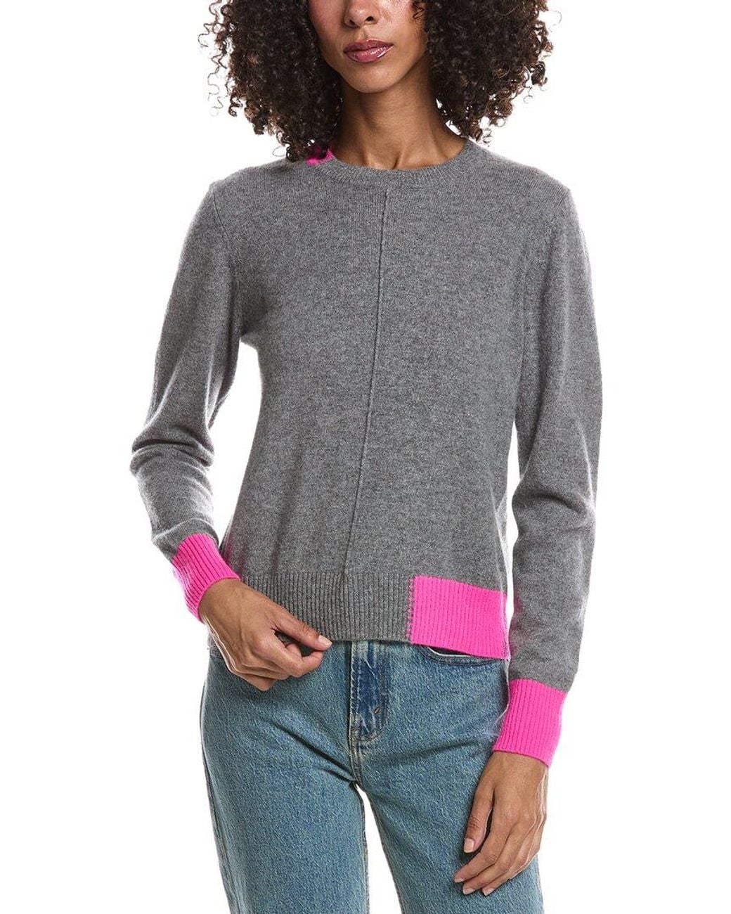 Brodie Cashmere Gray Color Pop Maya 100% Cashmere Sweater