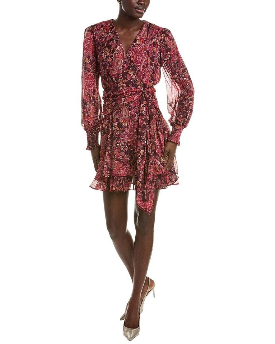 Maison Tara Red Long Sleeve Mini Dress