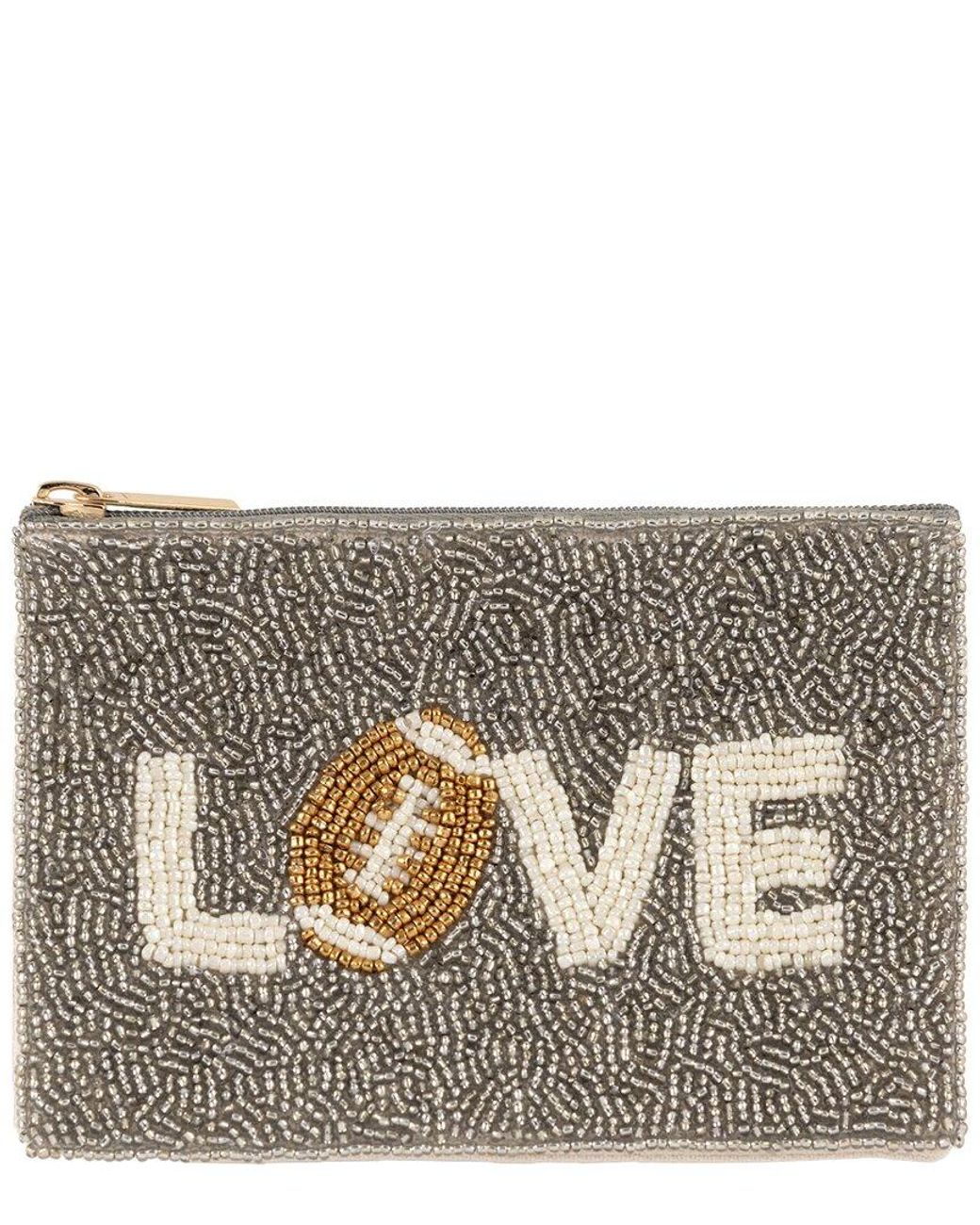 Shiraleah Gray Love Beaded Zip Pouch