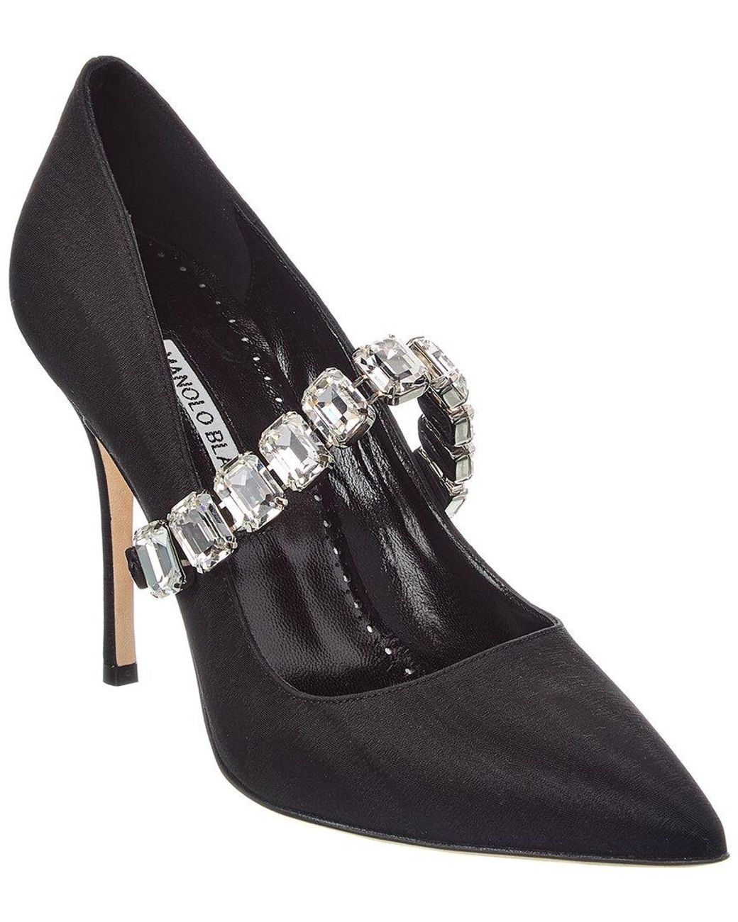 Manolo Blahnik Black Humiba 105 Moire Pump