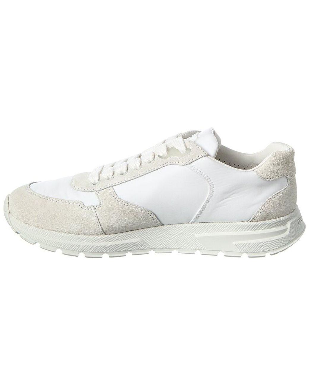 Prada White Nylon & Suede Sneaker