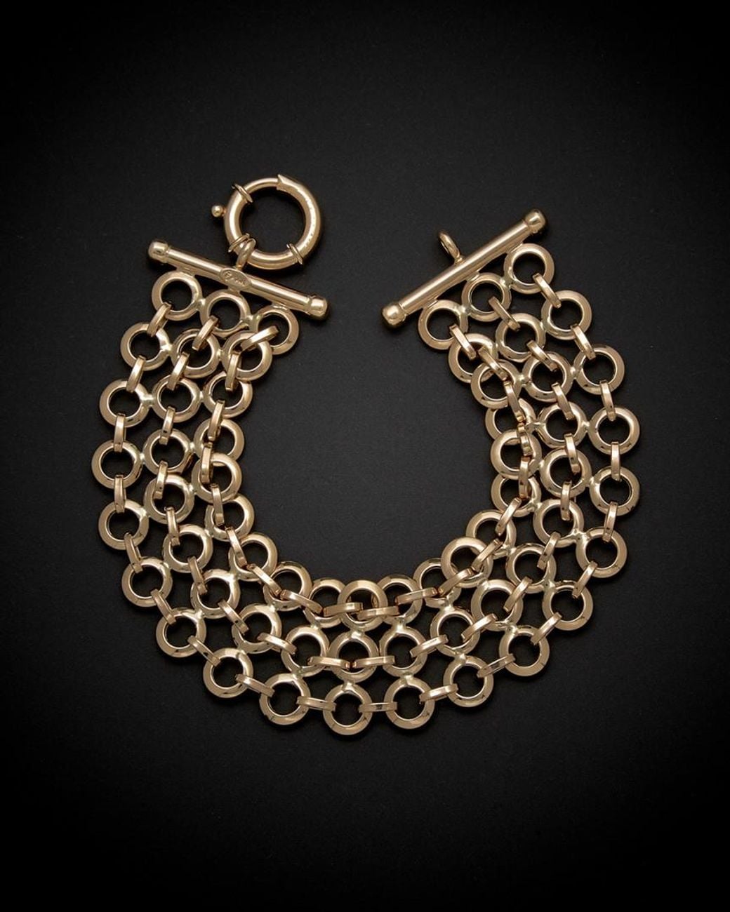 Italian Gold Black 14k Multi-strand Circular Link Bracelet
