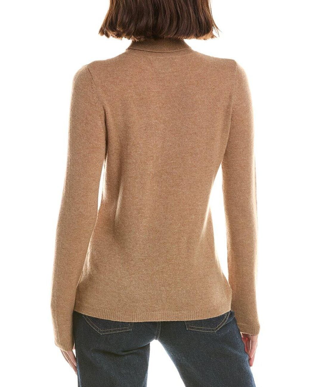 Forte Brown Basic Turtleneck 100% Cashmere Pullover