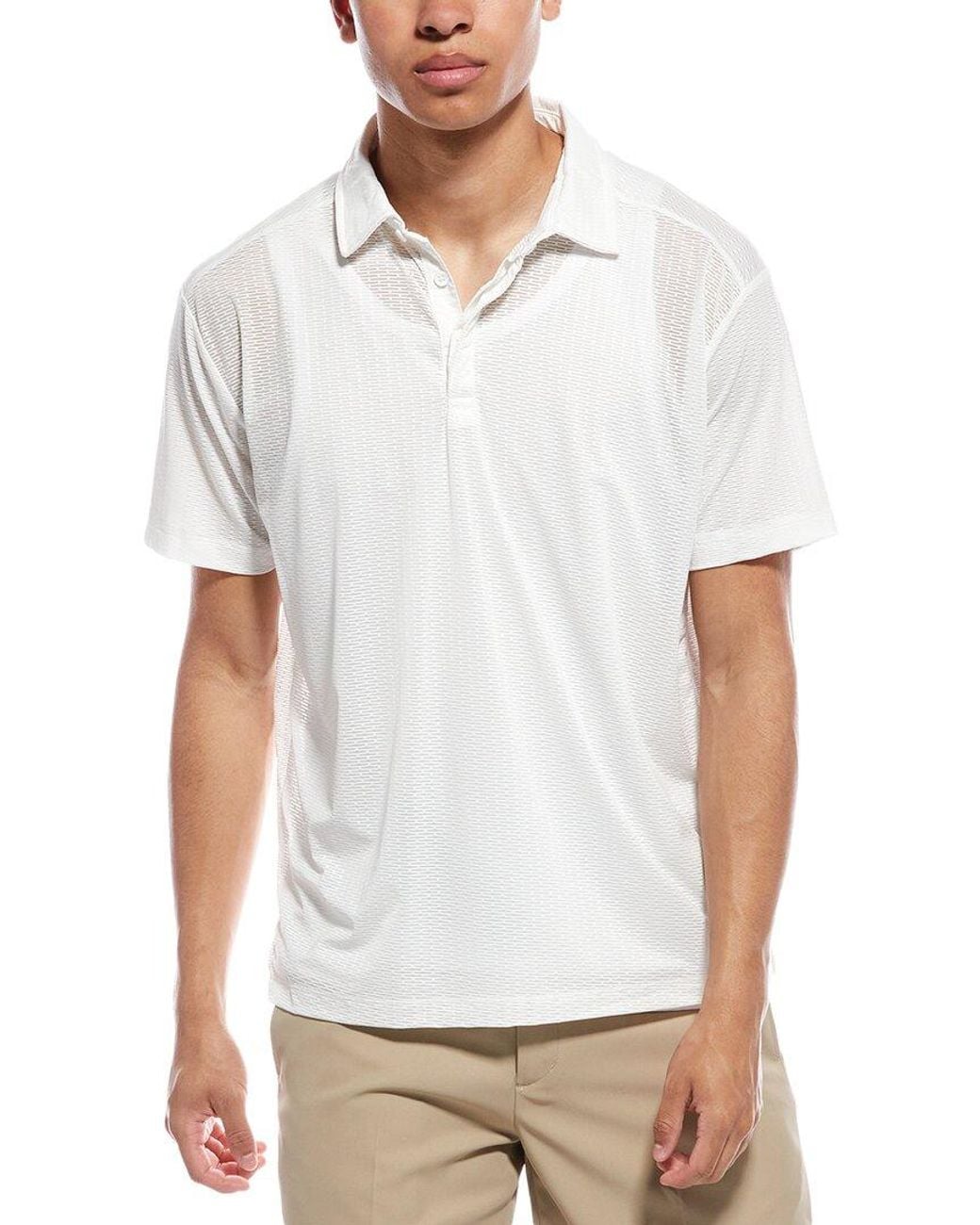 Vintage 1946 White Metal Vent Jacquard Polo Shirt for men