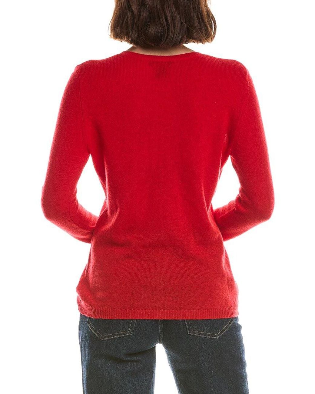 Forte Red Basic Crewneck 100% Cashmere Sweater