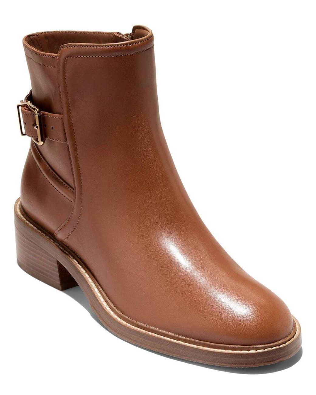 Cole Haan Brown Silvana Buckle Leather Bootie