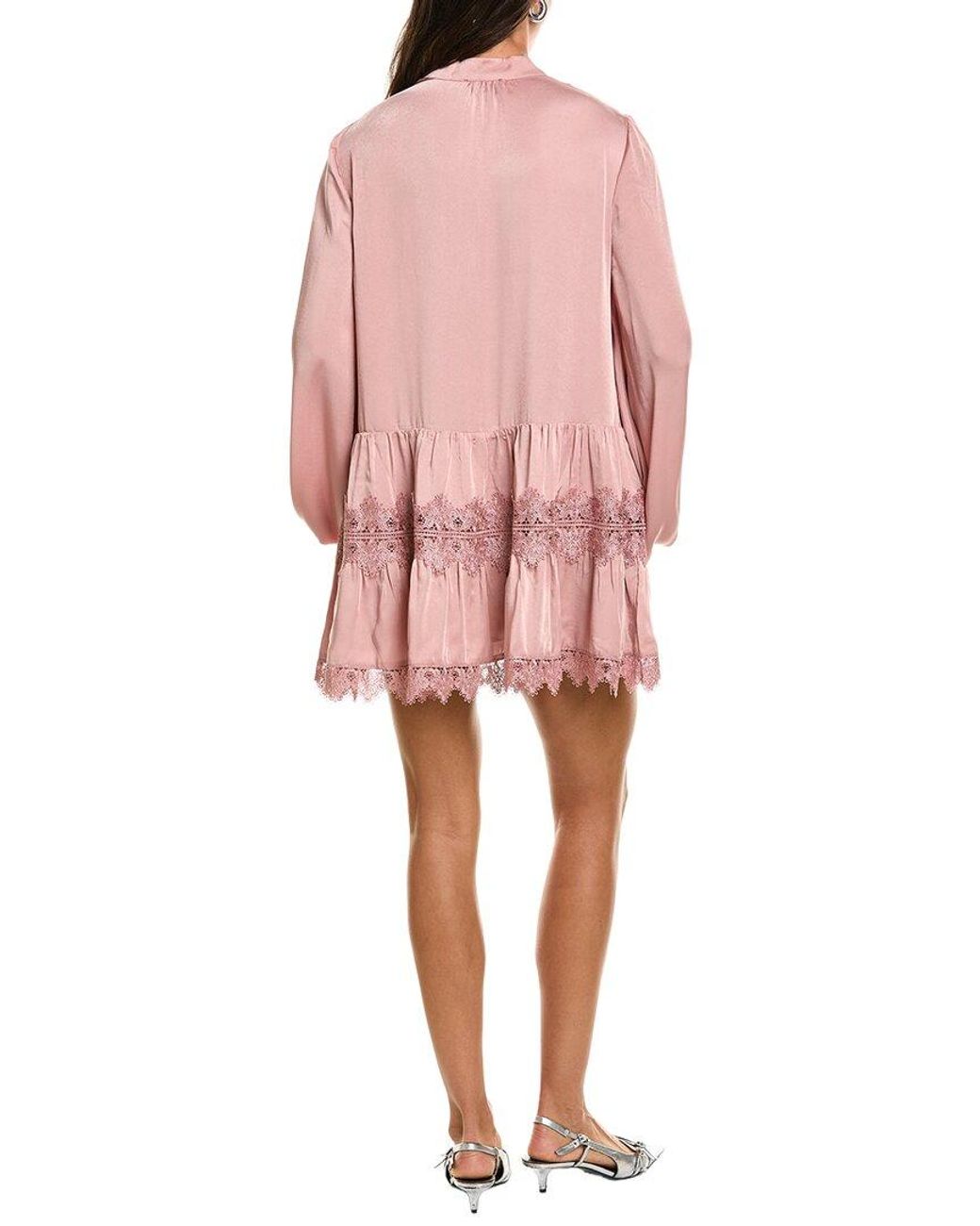 Bardot Pink Antonia Lace-Trim Mini Dress