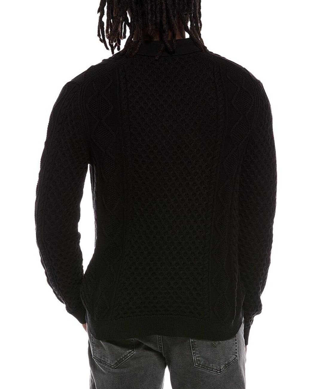 John Varvatos Black Haynes Johnny Collar Sweater for men