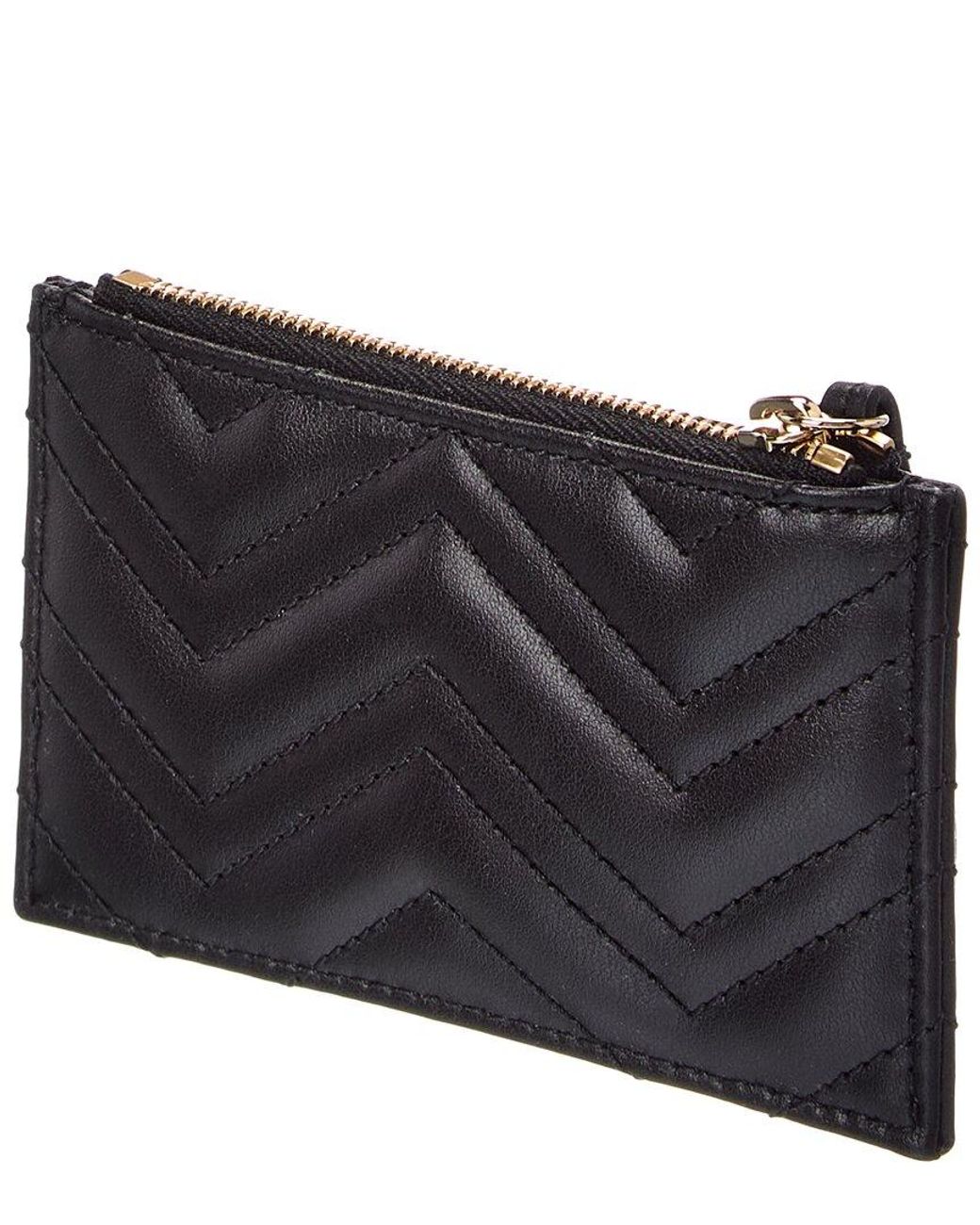 Gucci Black Gg Marmont Leather Card Case