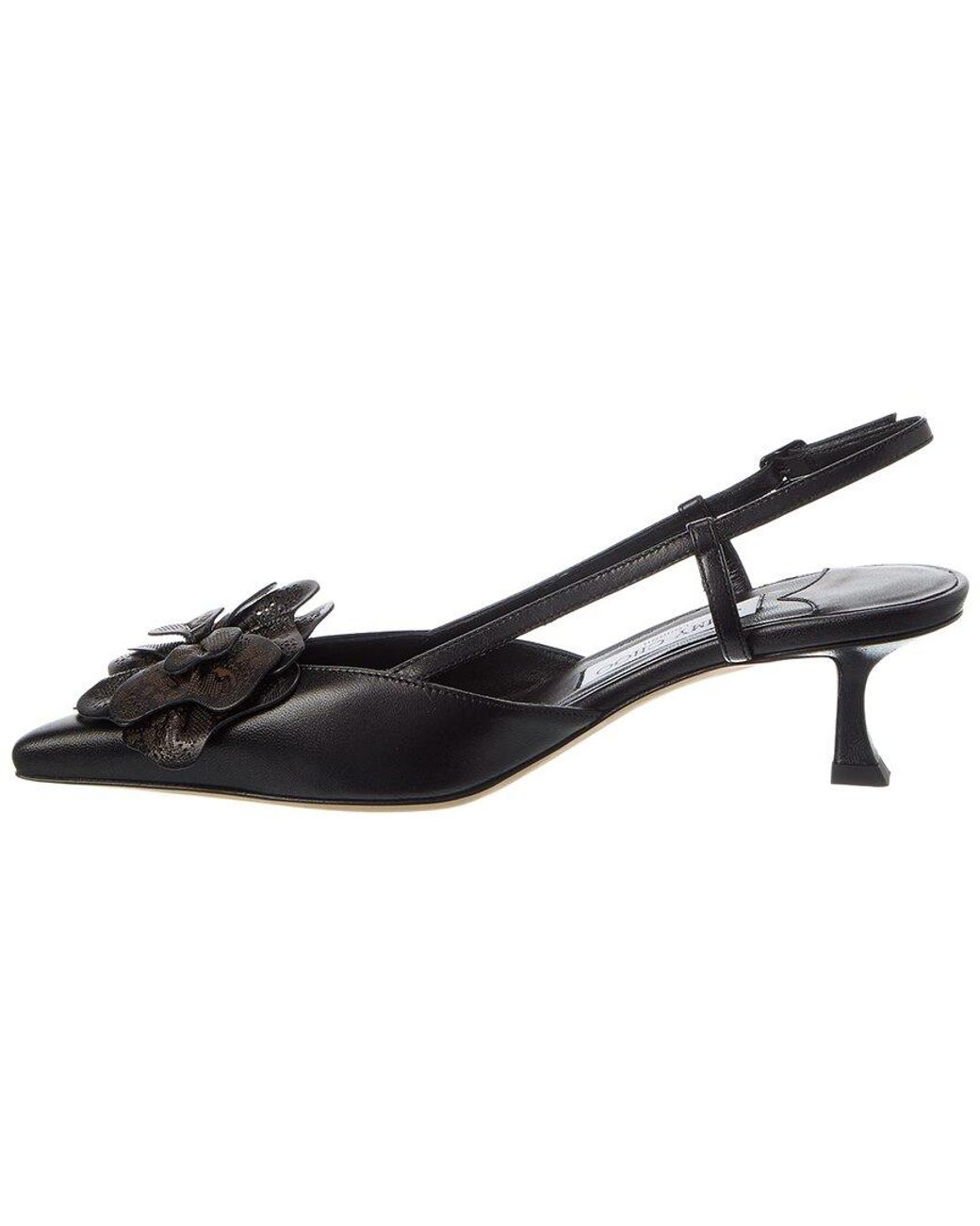 Jimmy Choo Black Mimmi 50 Leather Slingback Pump