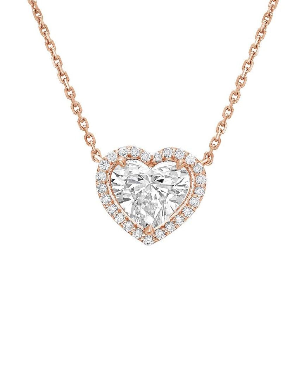 Diana M White Diana M. 14K Rose 3.00 Ct. Tw. Lab-Grown Diamond Halo Pendant