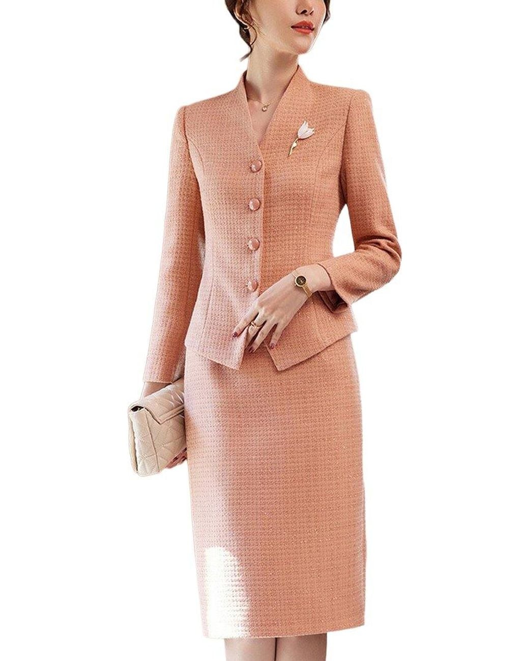 Tedora White 2Pc Blazer & Skirt Set