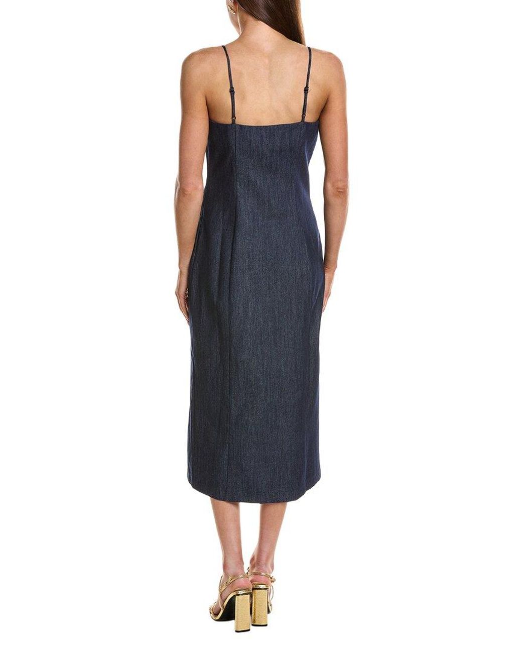 Endless Rose Blue High Neck Denim Midi Dress
