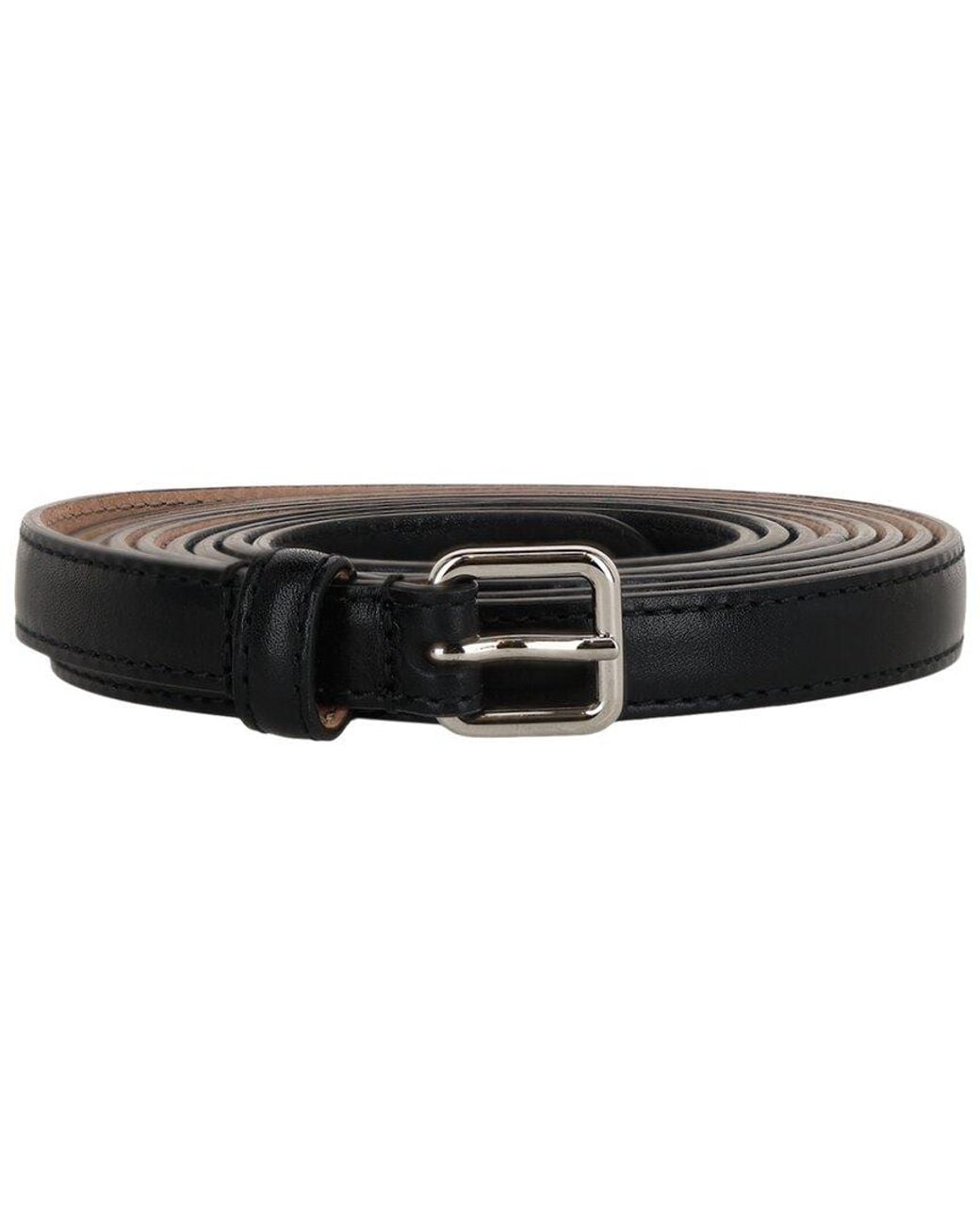 McQueen Black Long Thin Leather Belt