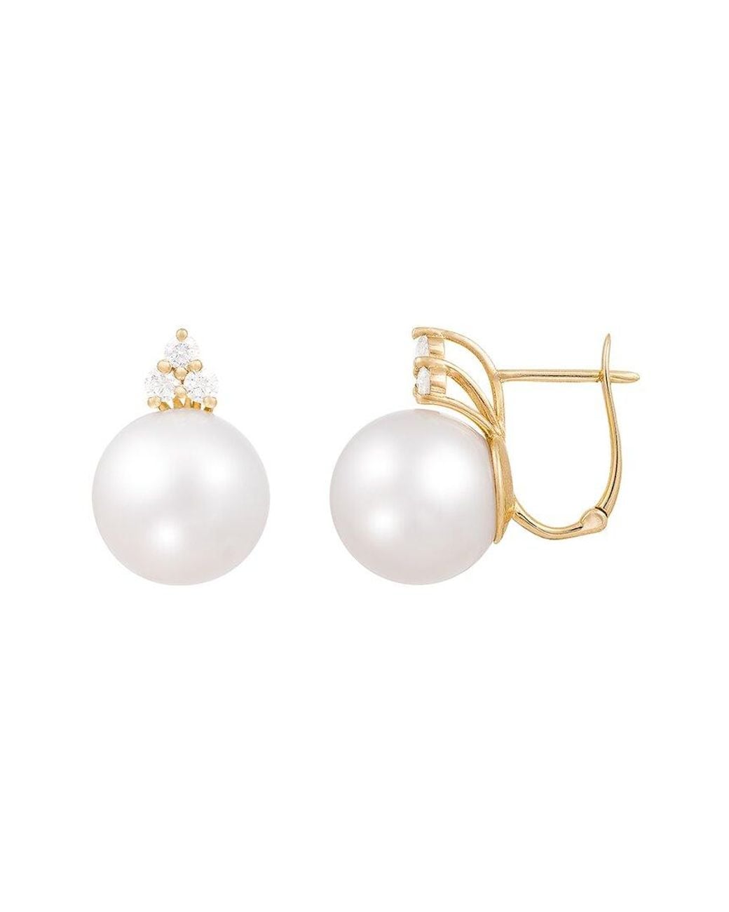 Splendid White 14k 0.30 Ct. Tw. Diamond & 9-10mmmm Pearl Earrings