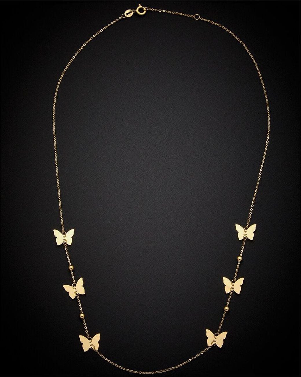 Italian Gold Black 14k Butterfly Station Necklace