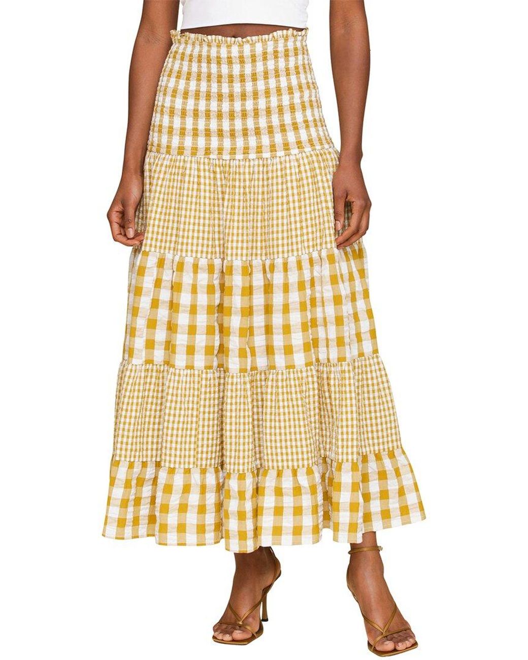 Avec Les Filles Yellow Tiered Maxi Skirt
