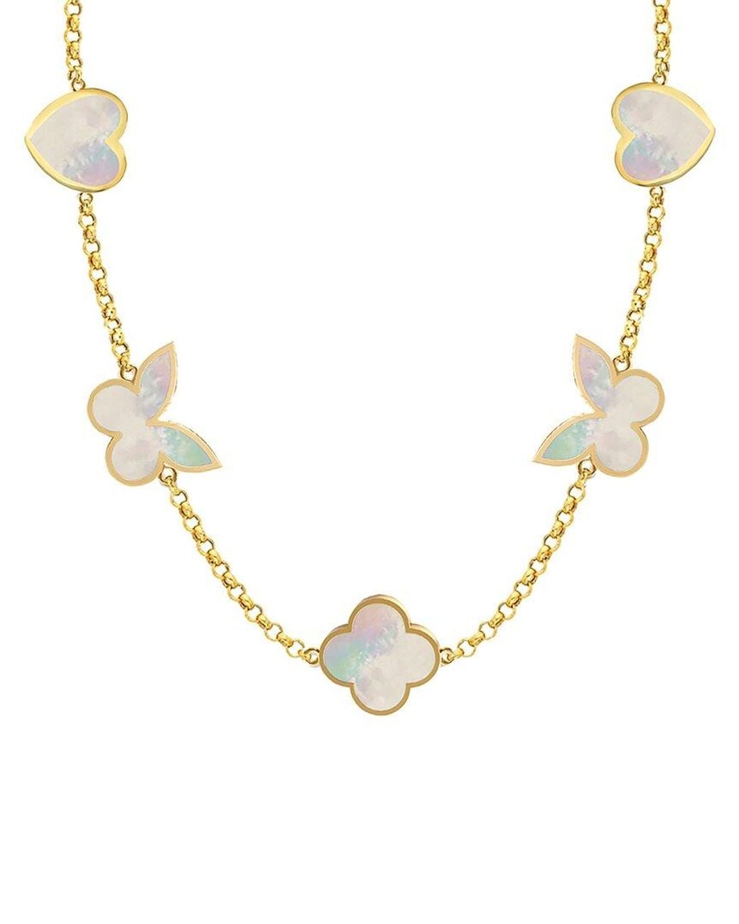 Gabi Rielle Metallic 14K Over 10-12Mm Mother Of Pearl Stackable Necklace