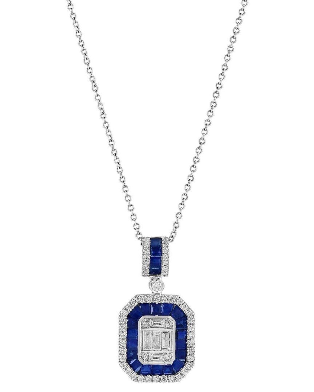 Effy Fine Jewelry Blue 14K 1.44 Ct. Tw. Diamond & Sapphire Necklace