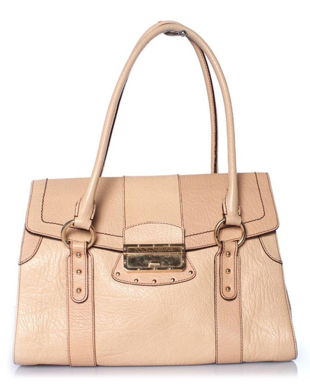 Dolce & Gabbana Natural Grained Leather Handbag (Authentic Pre-Loved)