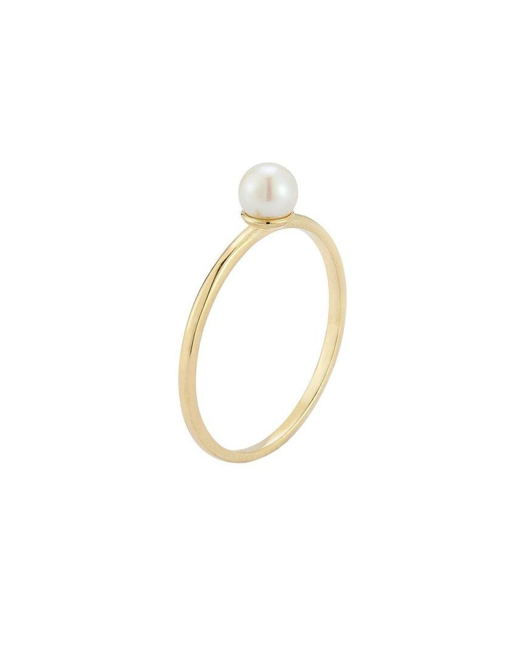 Italian Gold White 14K 4Mm Pearl Ring