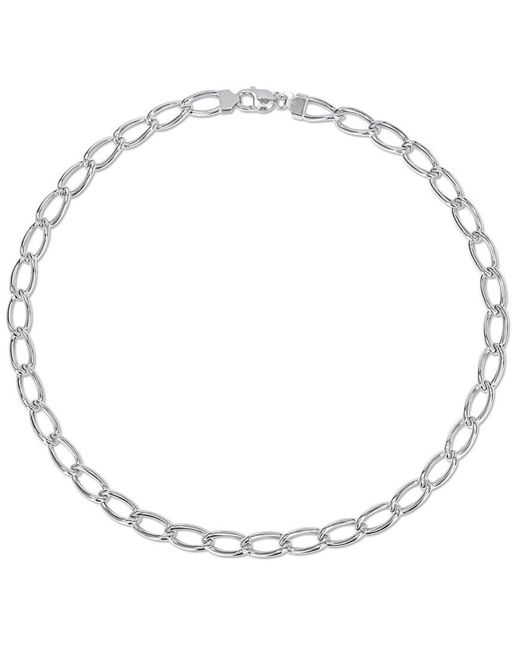Italian Silver Metallic Hollow Link Chain Necklace